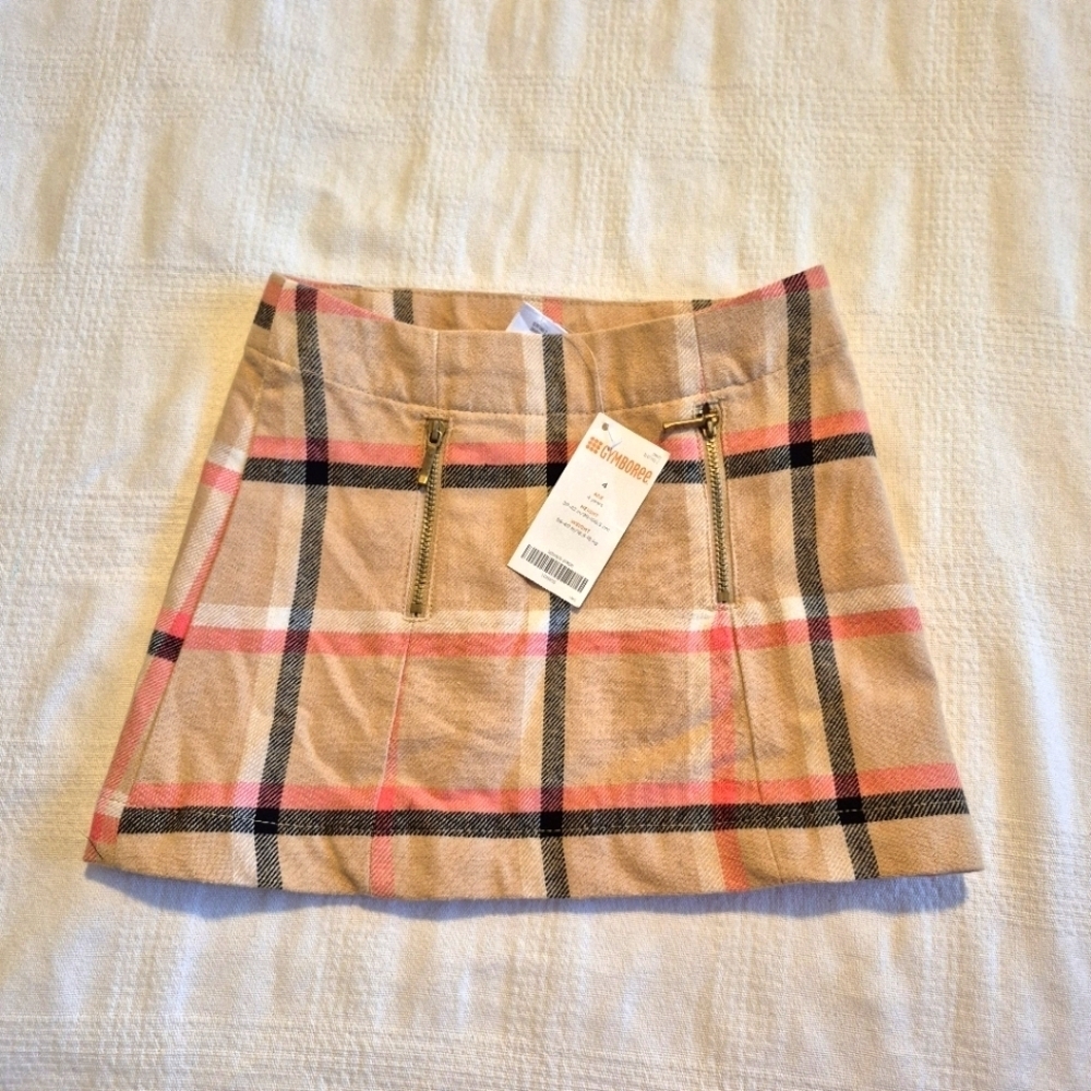 Gymboree Outlet girls size 4 plaid lined skirt, 2 zippered pockets, NWT